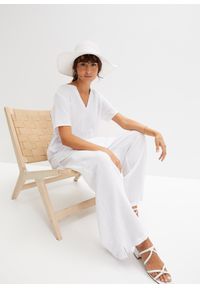 bonprix - Długa tunika muślinowa z czystej bawełny. Kolor: biały. Materiał: bawełna. Długość rękawa: krótki rękaw. Długość: krótkie, długie #2