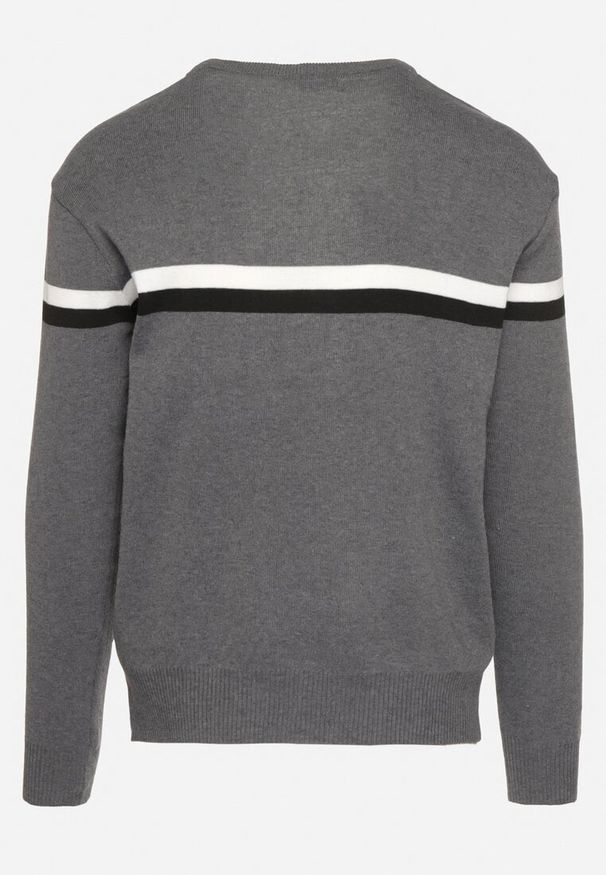 Born2be - Ciemnoszary Sweter z Wełną i Paskami Sailissa. Kolor: szary. Materiał: wełna. Wzór: paski. Styl: elegancki