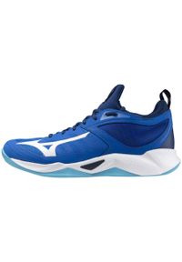 Buty halowe Mizuno Wave Dimension. Kolor: biały, niebieski, wielokolorowy. Model: Mizuno Wave. Sport: piłka ręczna, siatkówka #1