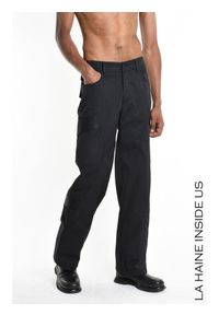 La Haine Inside Us Spodnie | 3Z M1203 | Mężczyzna | Czarny. Kolor: czarny. Materiał: bawełna, poliester. Długość: długie. Wzór: moro, aplikacja. Styl: militarny #7