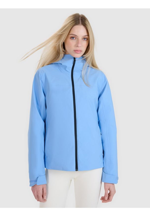 4f - 4F Kurtka przejściowa membrana 5000 damska - niebieska S. Okazja: na co dzień. Typ kołnierza: kaptur. Kolor: niebieski. Materiał: materiał, syntetyk, tkanina, dzianina. Styl: sportowy, klasyczny, casual