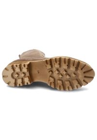 Beżowe Botki Armodo Modne Buty Na Jesień. Okazja: na co dzień. Zapięcie: sznurówki. Kolor: beżowy. Materiał: skóra. Sezon: jesień. Obcas: na obcasie. Styl: casual. Wysokość obcasa: średni #7