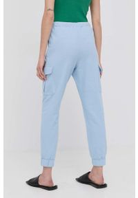 MAX&Co. spodnie bawełniane damskie joggery high waist. Stan: podwyższony. Kolor: niebieski. Materiał: bawełna
