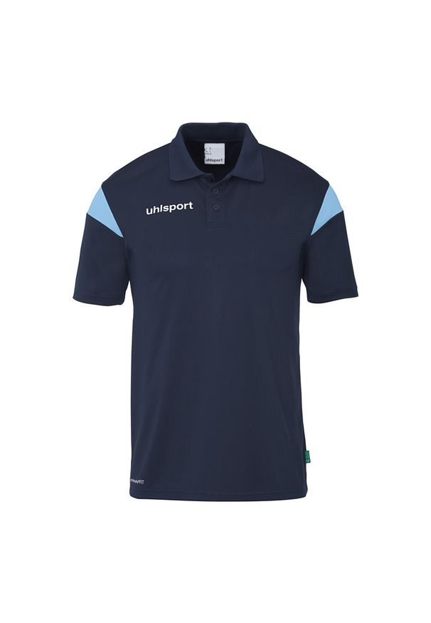 UHLSPORT - Koszulka polo dla dzieci Uhlsport Squad 27. Typ kołnierza: polo. Kolor: niebieski. Wzór: napisy