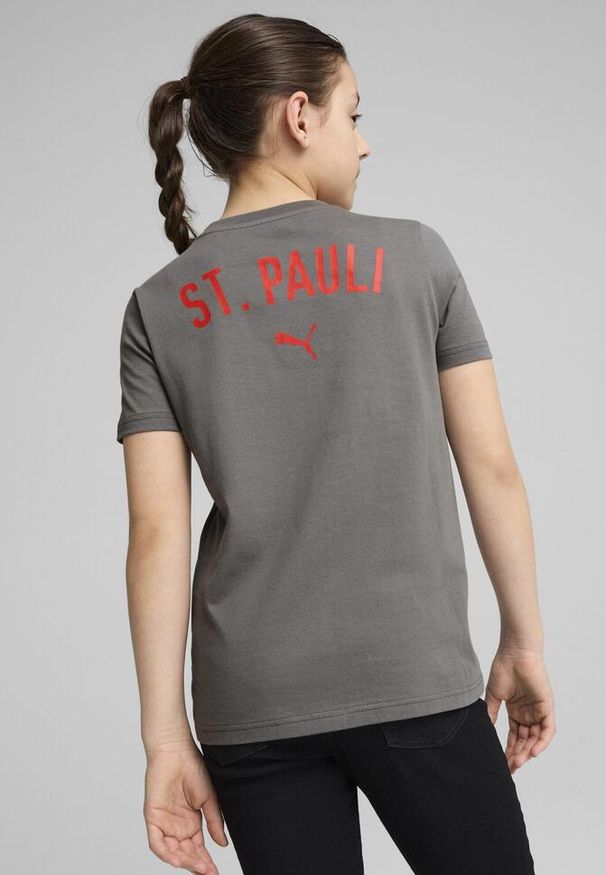 Puma - Młodzieżowa koszulka Casuals FC St. Pauli PUMA Flat Medium Gray Red. Kolor: czerwony, wielokolorowy, szary