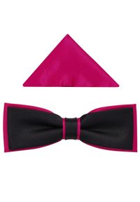 Modini - Czarno-różowa/amarantowa mucha męska SLIM B64. Kolor: różowy, czarny, wielokolorowy. Materiał: poliester, tkanina. Styl: elegancki #1