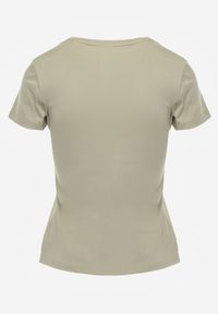 Born2be - Jasnozielony Gładki T-shirt o Klasycznym Kroju Lycoris. Okazja: do domu, do pracy, na co dzień. Kolor: zielony. Materiał: jeans. Wzór: gładki. Styl: klasyczny #7