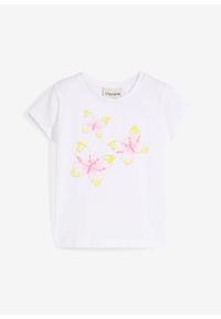 bonprix - T-shirt z czystej bawełny organicznej. Kolor: biały. Materiał: bawełna. Wzór: aplikacja