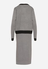 Born2be - Czarno-Szary Dzianinowy Komplet z Bawełną Kardigan i Spódnica Amantta. Kolor: czarny. Materiał: dzianina, bawełna #5