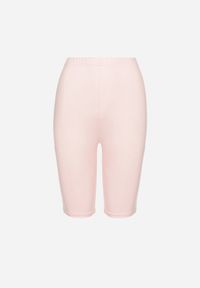 Born2be - Różowe Szorty Typu Kolarki z Wysokim Stanem Lironae. Okazja: na co dzień, na spacer. Stan: podwyższony. Kolor: różowy. Styl: casual #5