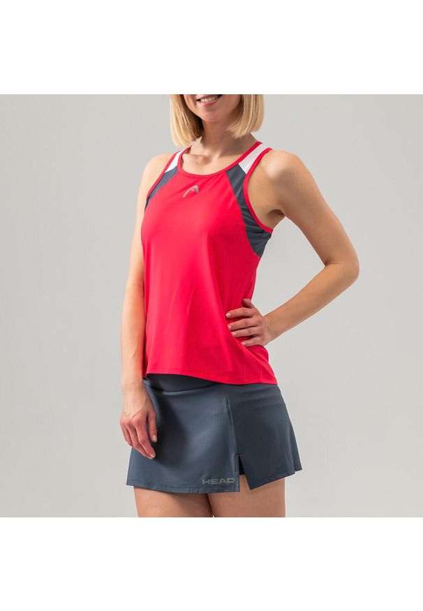 Head - Koszulka bez rękawów damska CLUB 22 Tank Top. Kolor: różowy. Materiał: poliester. Długość rękawa: bez rękawów. Wzór: aplikacja. Sport: tenis