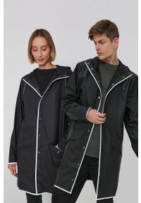 Rains Kurtka przeciwdeszczowa 1202 Long Jacket kolor szary przejściowa. Typ kołnierza: kaptur. Kolor: czarny #1