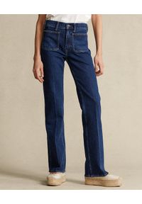 Ralph Lauren - RALPH LAUREN - Szerokie spodnie Jenn Flare. Kolor: niebieski. Wzór: aplikacja #1