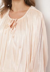 Born2be - Beżowa Sukienka o Bufiastym Kroju z Falbanami Trenem i Wiązaniem Lunalina. Kolor: beżowy. Styl: elegancki, klasyczny #7