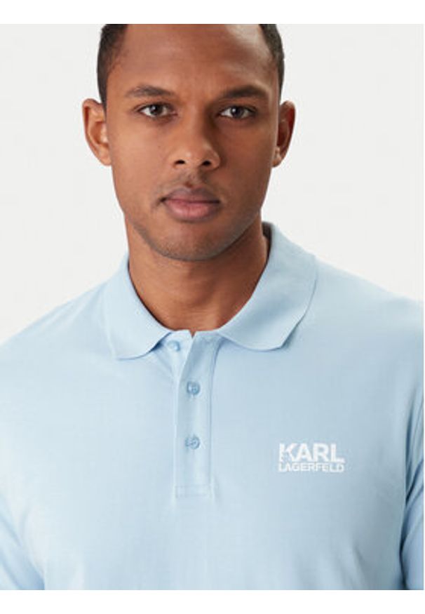 Karl Lagerfeld - KARL LAGERFELD Polo 745780 561235 Błękitny Regular Fit. Typ kołnierza: polo. Kolor: niebieski. Materiał: bawełna
