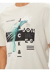 Jack & Jones - Jack&Jones T-Shirt Jjclarc 12247768 Beżowy Relaxed Fit. Kolor: beżowy. Materiał: bawełna