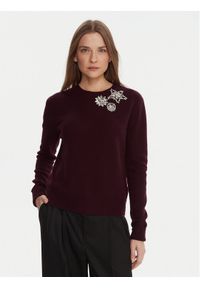 KAOS Sweter RI1KT022 Bordowy Regular Fit. Kolor: czerwony. Materiał: wełna #1