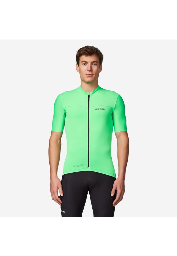 VAN RYSEL - Koszulka rowerowa szosowa męska Van Rysel EDR 2. Kolor: zielony. Materiał: poliester, materiał, elastan. Sport: kolarstwo, wspinaczka
