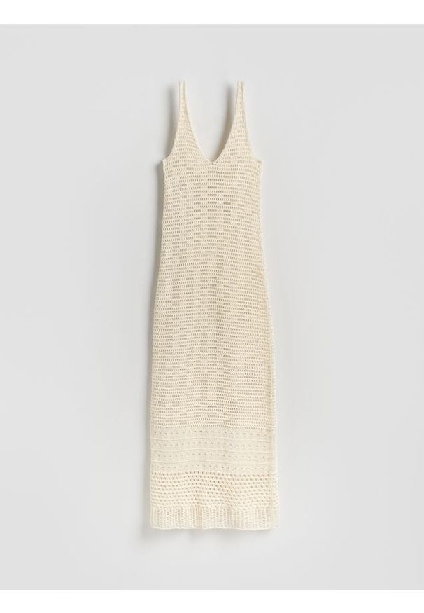 Reserved - Dzianinowa sukienka maxi - złamana biel. Materiał: dzianina. Długość: maxi
