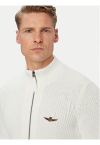 Aeronautica Militare Kardigan 262MA1664UL00409 Kremowy Regular Fit. Kolor: kremowy. Materiał: bawełna #2