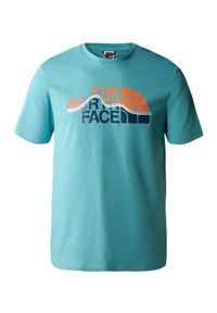 Koszulka turystyczna męska The North Face M Mountain Line Tee. Kolor: niebieski. Sport: turystyka piesza