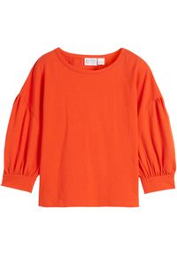 bonprix - Shirt dziewczęcy z bawełny organicznej. Kolor: pomarańczowy. Materiał: bawełna