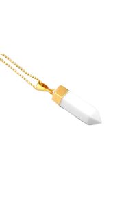 Brazi Druse Jewelry - Naszyjnik Kwarc Biały Obelisk. Materiał: pozłacane, złote, srebrne. Kolor: biały. Kamień szlachetny: kwarc #1