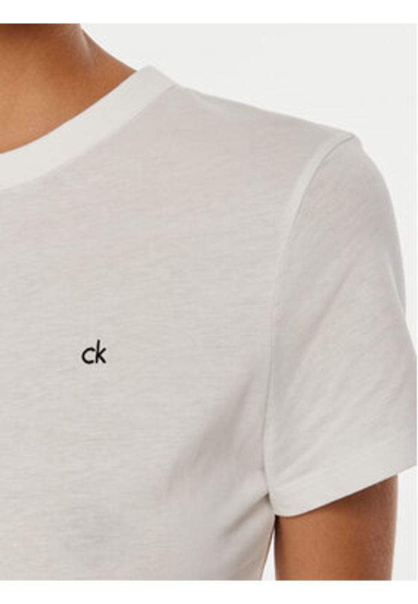 Calvin Klein T-Shirt Emb Graphic K20K208061 Biały Slim Fit. Kolor: biały. Materiał: bawełna
