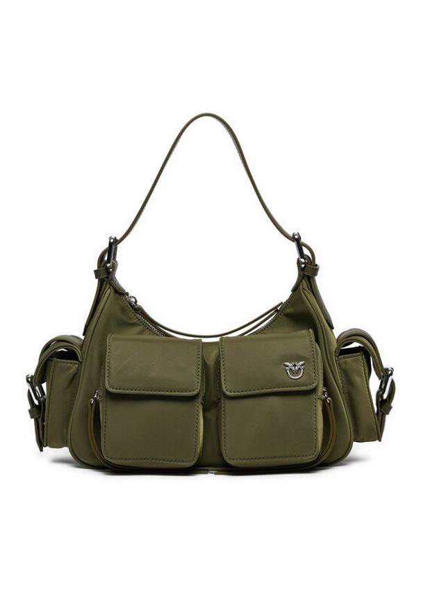 Pinko - PINKO Torebka Cargo Bag Classic Khaki. Kolor: brązowy. Materiał: skórzane