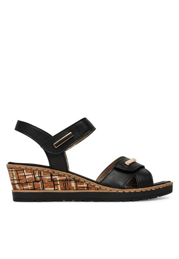 Remonte Sandały R6266-00 Czarny. Kolor: czarny. Materiał: skóra