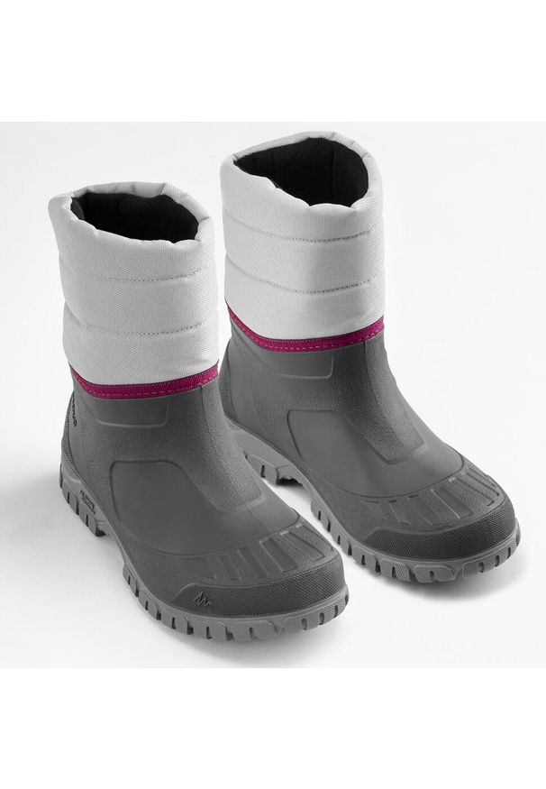 quechua - Buty turystyczne śniegowce damskie Quechua SH100 Warm Mid wodoodporne. Kolor: czerwony, szary, wielokolorowy, różowy. Materiał: materiał. Szerokość cholewki: normalna. Sezon: zima. Styl: sportowy