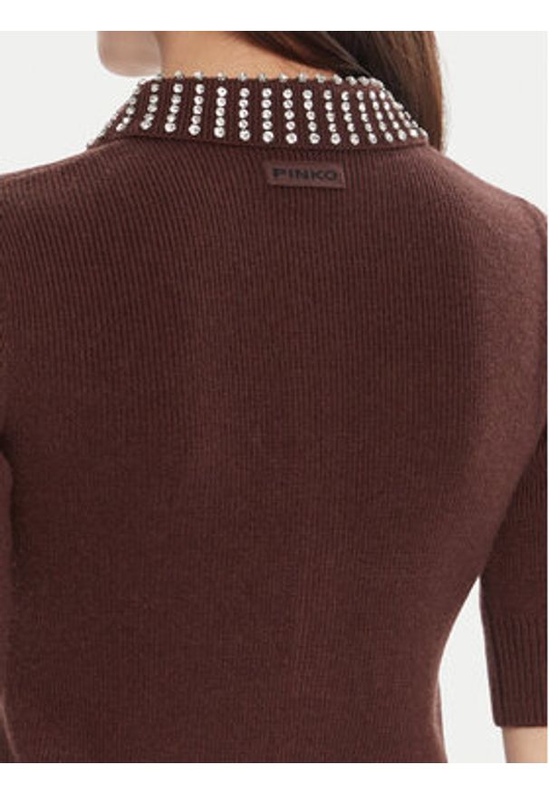 Pinko - PINKO Sweter Emilia 105745 A2S4 Brązowy Regular Fit. Kolor: brązowy. Materiał: syntetyk