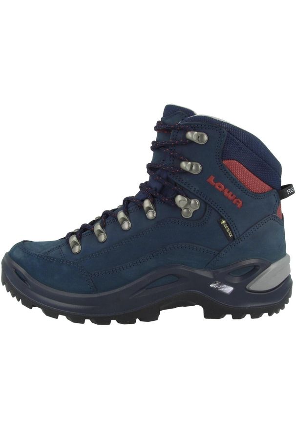 Buty trekkingowe damskie Lowa Renegade Gtx Mid S. Wysokość cholewki: za kostkę. Zapięcie: sznurówki. Kolor: niebieski. Materiał: syntetyk, materiał. Szerokość cholewki: normalna. Styl: sportowy