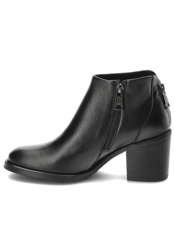 Czarne Botki Carinii Eleganckie Obuwie Damskie. Kolor: czarny. Materiał: skóra ekologiczna. Szerokość cholewki: normalna. Styl: elegancki