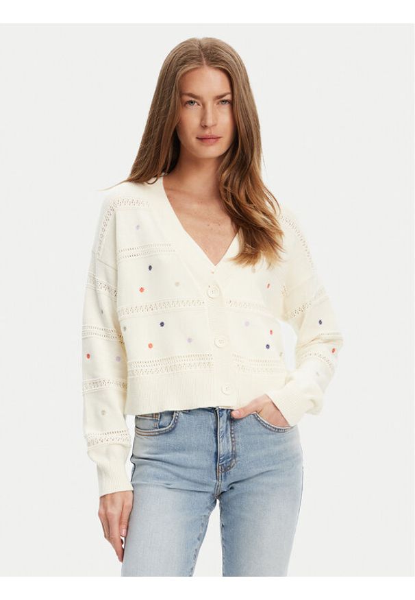 United Colors of Benetton - United Colors Of Benetton Kardigan 10C1E604W Beżowy Regular Fit. Kolor: beżowy. Materiał: bawełna