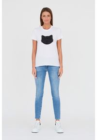 Karl Lagerfeld - KARL LAGERFELD Biały damski t-shirt Boucle Choupette, Rozmiar XS. Kolor: biały. Materiał: bawełna #3