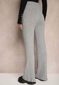 Renee - Szare Szerokie Spodnie z Bawełną High Waist Emarisa. Okazja: na co dzień, na imprezę. Stan: podwyższony. Kolor: szary. Materiał: bawełna. Styl: elegancki, casual #3