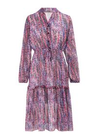 Born2be - Różowo-Fioletowa Sukienka Hyronice. Kolor: różowy. Długość rękawa: długi rękaw. Wzór: nadruk, aplikacja, kolorowy. Styl: klasyczny. Długość: midi #3