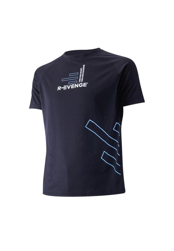 R-EVENGE - Człowiek koszulka z krótkim rękawem Fitness Running Cardio czarna. Kolor: biały, wielokolorowy, niebieski, czarny. Materiał: poliester. Długość rękawa: krótki rękaw. Długość: krótkie. Sport: bieganie, fitness