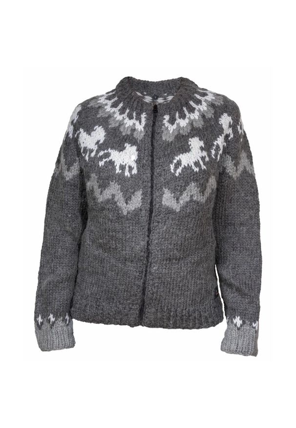 KARLSLUND - Damski sweter z wełny Karlslund Tölta. Kolor: szary. Materiał: wełna. Sezon: zima