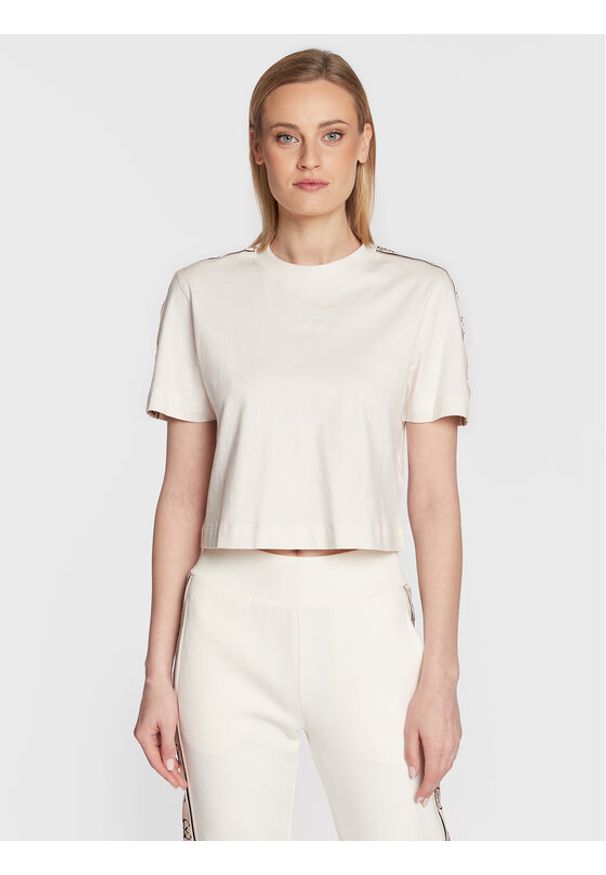 Guess T-Shirt V3RI08 I3Z14 Beżowy Relaxed Fit. Kolor: beżowy. Materiał: bawełna