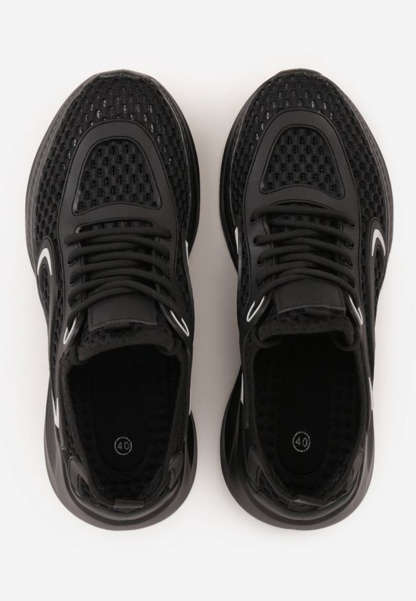 Born2be - Czarne Siateczkowe Buty Sportowe Sneakersy z Geometrycznymi Wstawkami Launret. Okazja: na co dzień, do pracy. Kolor: czarny. Materiał: jeans. Wzór: geometria. Sport: fitness
