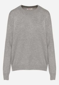 Born2be - Szary Casualowy Sweter z Wełną i Bawełną Nedalla. Okazja: na co dzień. Kolor: szary. Materiał: wełna, bawełna. Długość rękawa: długi rękaw. Długość: długie. Styl: casual #7