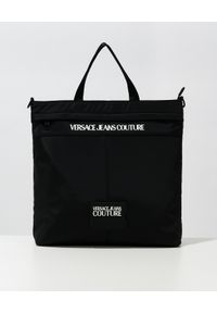Versace Jeans Couture - VERSACE JEANS COUTURE - Czarny plecak z logo. Kolor: czarny. Materiał: nylon #10