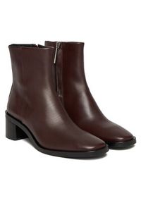 Calvin Klein Botki Block Heel Zip Boot Lth HW0HW02593 Bordowy. Kolor: czerwony. Materiał: skóra