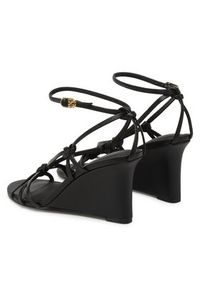 TOMMY HILFIGER - Tommy Hilfiger Sandały Leather Knots Wedge Sandal FW0FW08417 Czarny. Kolor: czarny. Materiał: skóra #5