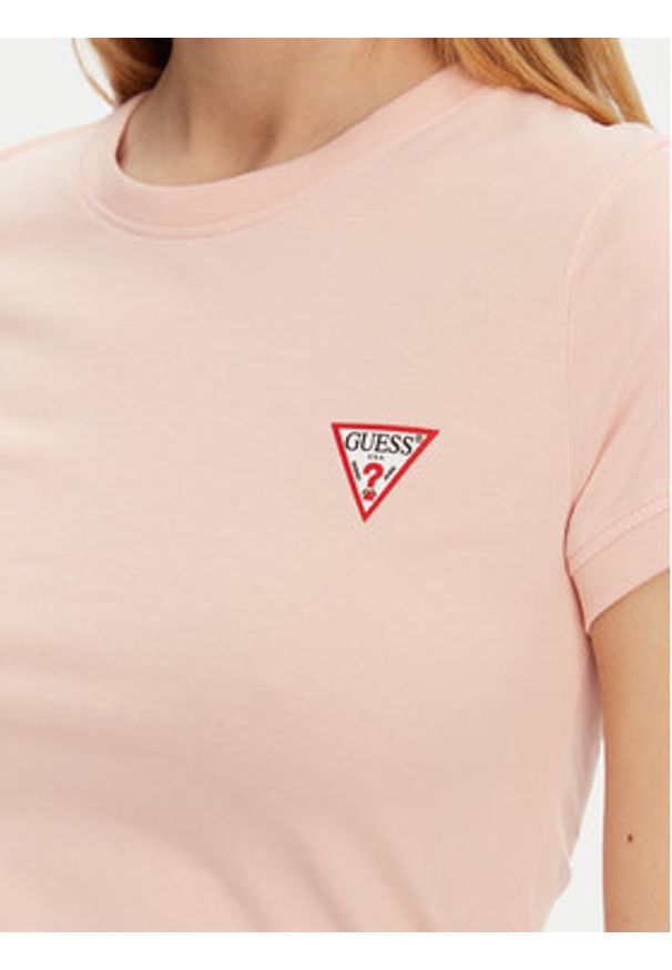 Guess T-Shirt W2YI44 J1314 Pomarańczowy Slim Fit. Kolor: pomarańczowy. Materiał: bawełna