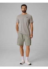 4f - 4F T-shirt regular gładki męski - szary XXL. Okazja: na co dzień, do pracy, na spacer. Kolor: szary. Materiał: bawełna, materiał. Wzór: gładki. Styl: casual #2