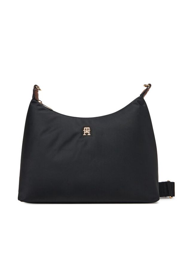 TOMMY HILFIGER - Tommy Hilfiger Torebka Popette Shoulder Bag AW0AW17937 Czarny. Kolor: czarny. Materiał: skórzane