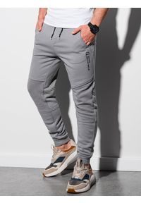Ombre Clothing - Spodnie męskie dresowe P954 - szare - XL. Kolor: szary. Materiał: dresówka. Wzór: gładki #1